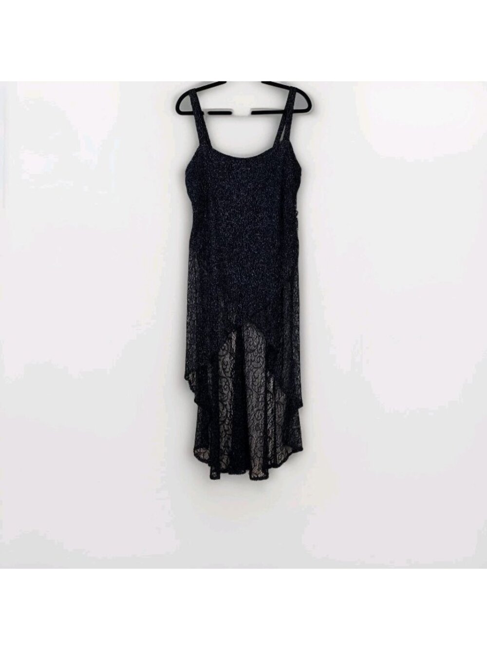 Vtg Cartise International Tunic Lace Overlay Women 14 Black Whimsigoth High Low